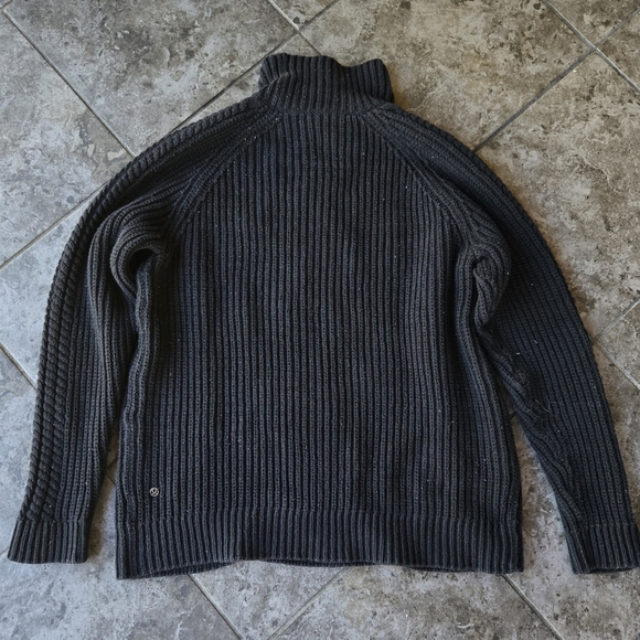 Lululemon Bring the Cozy black cable knit turtleneck sweater cotton size 10 - Picture 7 of 8